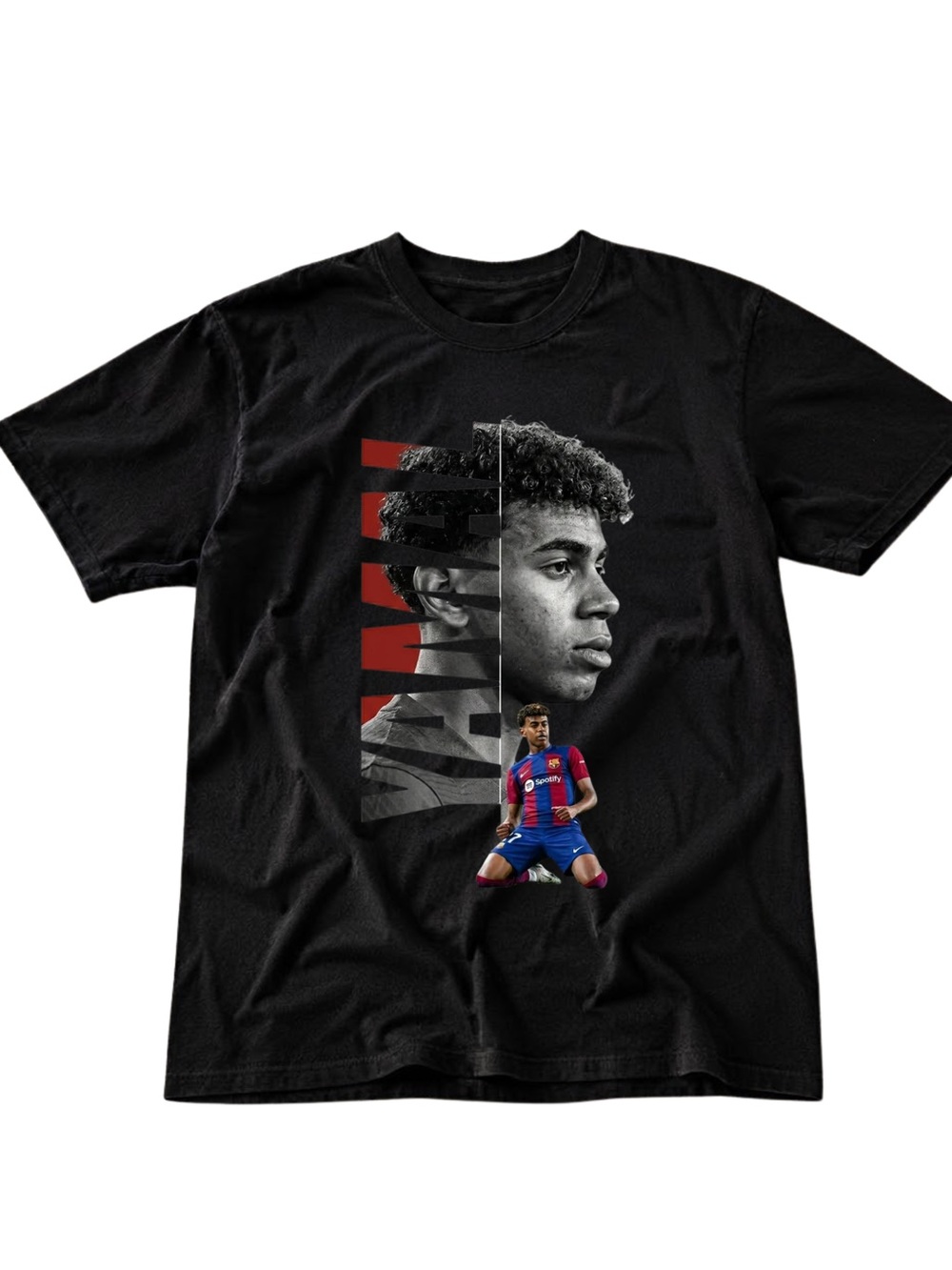Gildan Black Graphic Soccer Player Print T‑Shirt